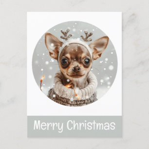 Vrolijke Kerst Chihuahua Rendier Hond Briefkaart