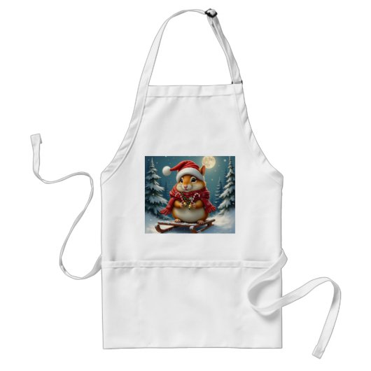 Vrolijke kerst chipmunk standaard schort (Voorkant)