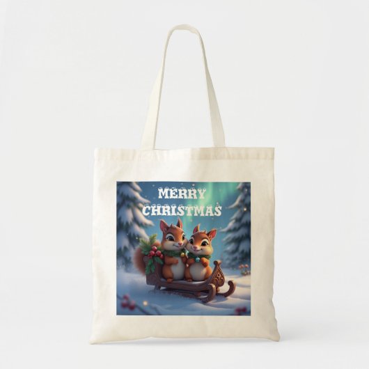 Vrolijke kerst chipmunks tote bag (Voorkant)