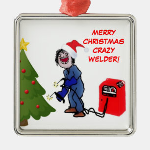 Vrolijke kerst Crazy Welder Metalen Ornament