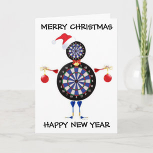 Vrolijke kerst darts speler feestdagen kaart
