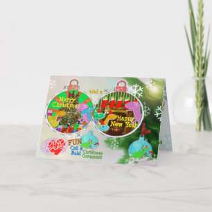 Vrolijke kerst Dinos Cut & Fold Craft Kaart
