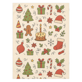 Vrolijke Kerst Doodle Patroon Tafelkleed