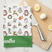 Vrolijke kerst Doodles Theedoek (Quarter Fold)