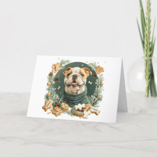 Vrolijke kerst Engelse Bulldog Feestdagen Kaart