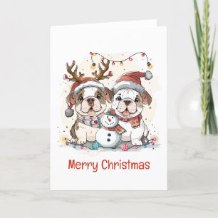 Vrolijke kerst Engelse Bulldogs Feestdagen Kaart