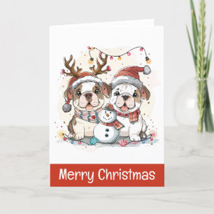 Vrolijke kerst Engelse Bulldogs Feestdagen Kaart