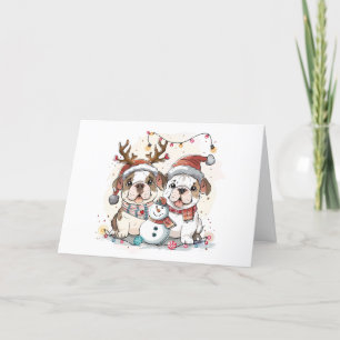 Vrolijke kerst Engelse Bulldogs Feestdagen Kaart