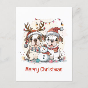 Vrolijke kerst Engelse Bulldogs Feestdagenkaart