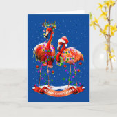Vrolijke kerst Flamingo's Kaart (Gele Bloem)