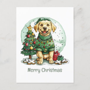 Vrolijke Kerst Gele Labrador Retriever Hond Feestdagenkaart