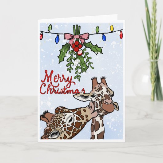 Vrolijke kerst Giraffes Kaart (Voorkant)
