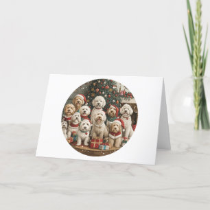 Vrolijke Kerst Goldendoodle Puppy Honden Feestdagen Kaart