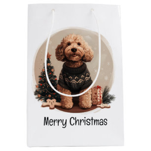 Vrolijke Kerst Goldendoodle Puppy Honden Medium Cadeauzakje