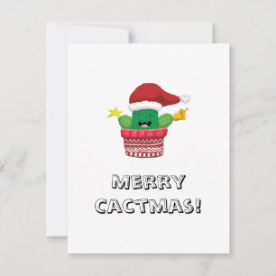 vrolijke kerst grappige cactus pun Santa hat Feestdagenkaart
