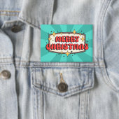 Vrolijke kerst groovy retro tekst button (Insitu)