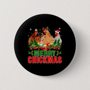 Vrolijke kerst kippen Santa Hat Boeren Kerstmis Ronde Button 5,7 Cm
