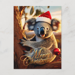 Vrolijke Kerst Koala zit in Gumtree Briefkaart
