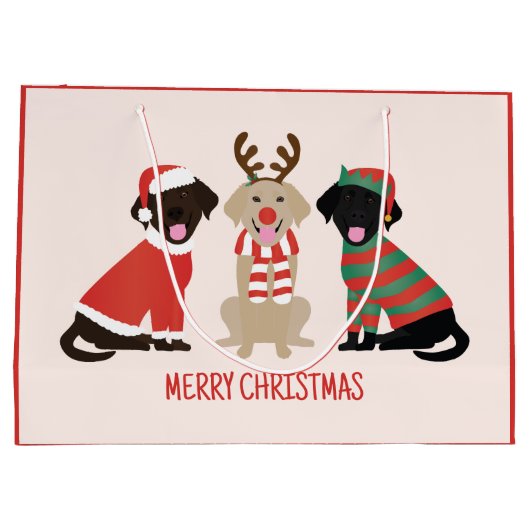 Vrolijke Kerst Labrador Retriever Honden Groot Cadeauzakje (Achterkant)