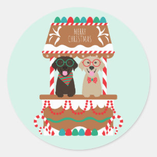 Vrolijke Kerst Labrador Retriever Honden Ronde Sticker