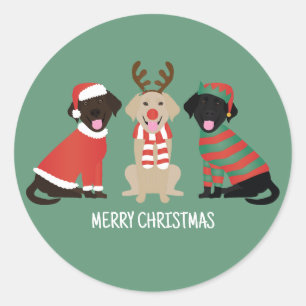Vrolijke Kerst Labrador Retriever Honden Ronde Sticker