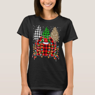Vrolijke kerst Leopard Plaid Tree Funny Crab Anim T-shirt