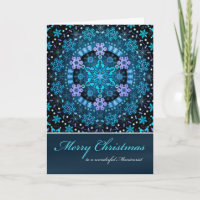Vrolijke kerst manicure, blauwe boho sneeuwvlokken