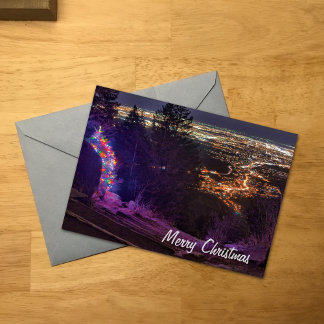 Vrolijke kerst Manitou Incline verlichte boom Kaart