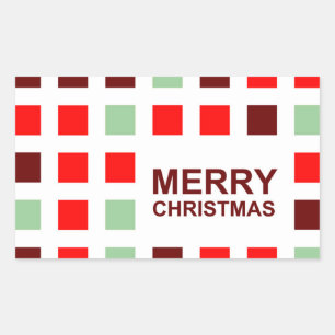 vrolijke kerst ( mod - pleinen ) rechthoekige sticker