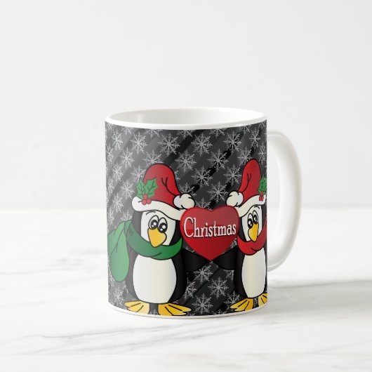 Vrolijke kerst pinguïn vrienden koffiemok (Voorkant rechts)