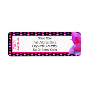 Vrolijke kerst polka-dot print met felroze etiket