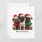 Vrolijke kerst Pug Dogs Briefkaart (Voorkant / Achterkant)
