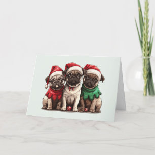 Vrolijke kerst Pug Dogs Feestdagen Kaart