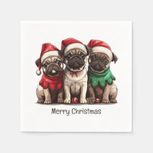Vrolijke kerst Pug Dogs Servet