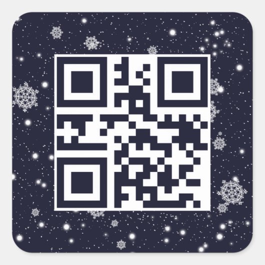 Vrolijke kerst QR-code in sneeuwvlokken Vierkante Sticker (Voorkant)