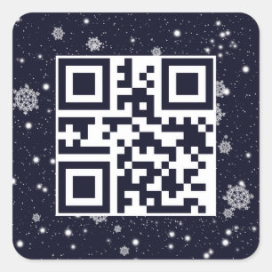 Vrolijke kerst QR-code in sneeuwvlokken Vierkante Sticker