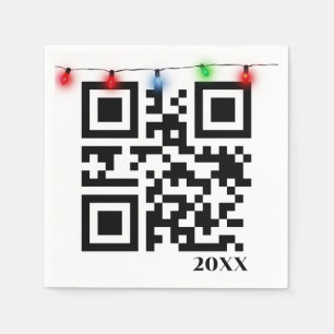 Vrolijke kerst QR-code met strijklichten Servet