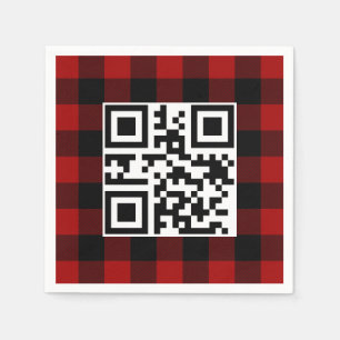 Vrolijke kerst QR-code op Buffalo Plaid Servet
