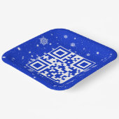 Vrolijke kerst QR-code op sneeuwvlokken Papieren Bordje (Gebogen)