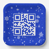 Vrolijke kerst QR-code op sneeuwvlokken Papieren Bordje (Voorkant)