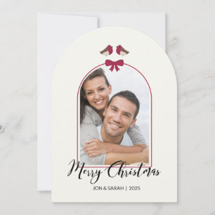 Vrolijke kerst Robins en Red Bow Arched Kaart