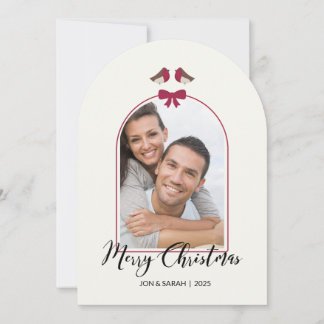Vrolijke kerst Robins en Red Bow Arched Kaart