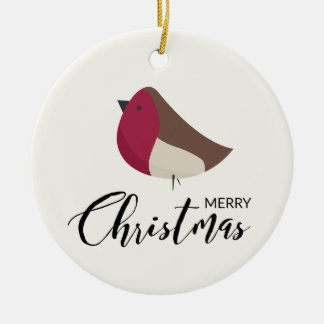 Vrolijke kerst Robins en Red Bow Arched Keramisch Ornament