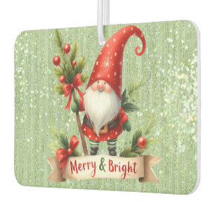 Vrolijke kerst rode gnoom glittery luchtverfrisser