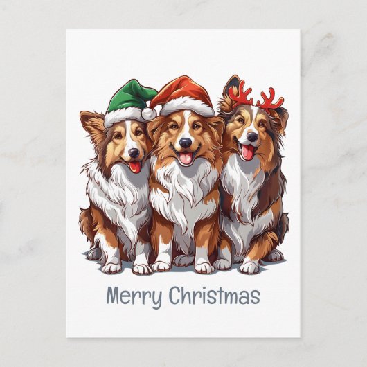 Vrolijke kerst Shetland Sheepdogs Briefkaart (Voorkant)