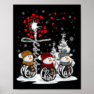 Vrolijke kerst sneeuwman Leopard Buffalo Red Plaid Poster