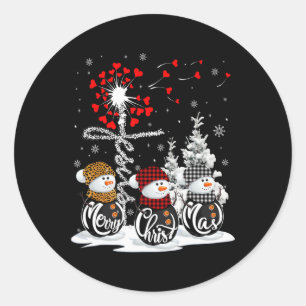 Vrolijke kerst sneeuwman Leopard Buffalo Red Plaid Ronde Sticker