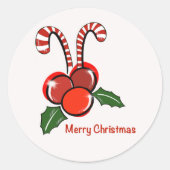 Vrolijke kerst Sticker - Candy Canes & Holly (Voorkant)