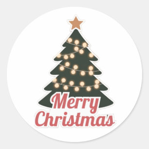 Vrolijke kerst Sticker: feestelijk nieuw model Ronde Sticker