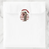 Vrolijke kerst struisvogel met kerstmuts ronde sticker (Tas)